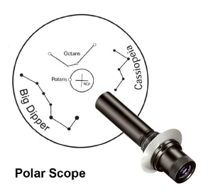 Polar scope for GErman equatorial Mount. The Optics have etchings of constellations for more accurate polar alignment